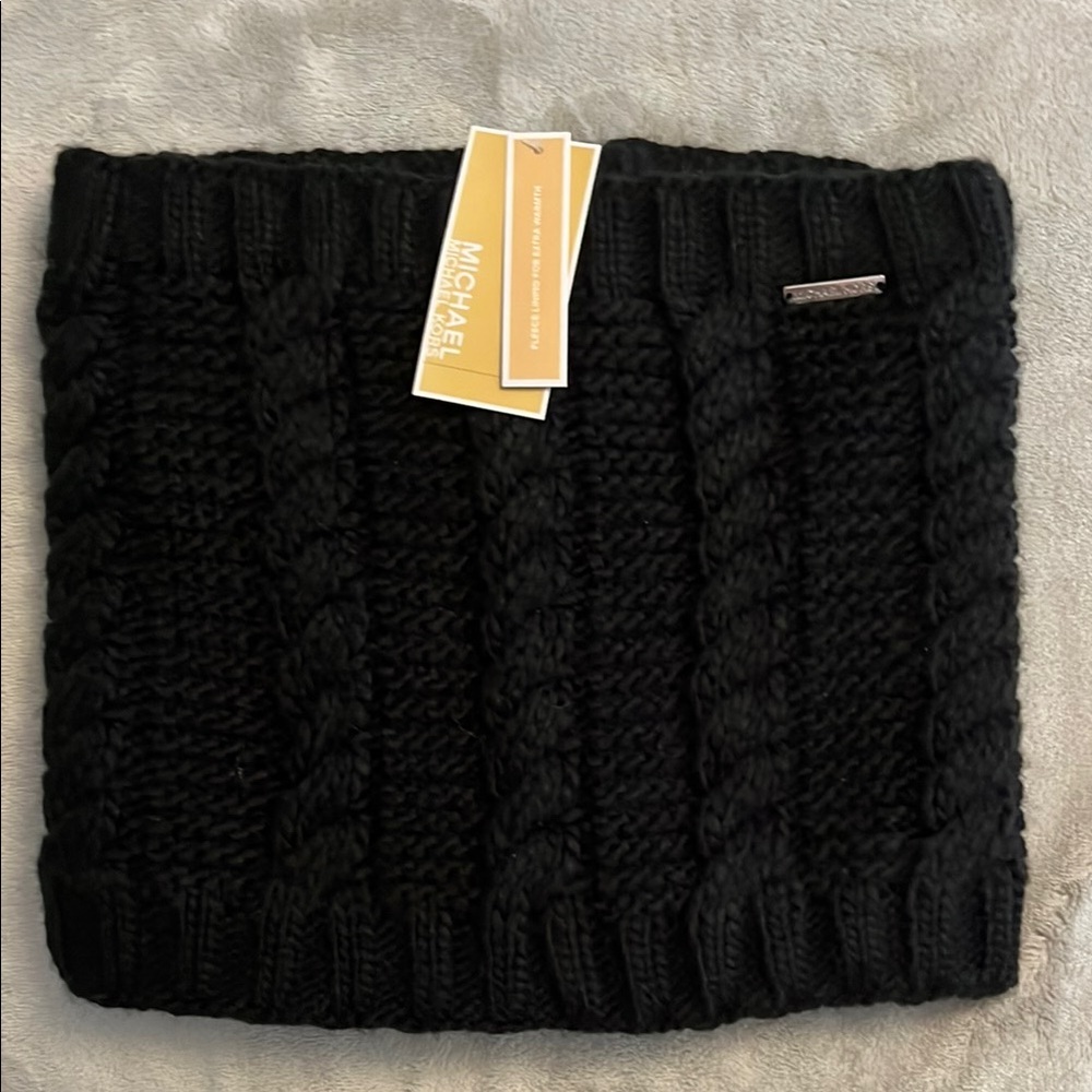 Michael Kors Black Cable neck wormer